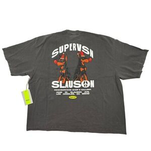 Supervsn Studios Slauson Doberman Christmas Tee XXL Washed Black Boxy Streetwear